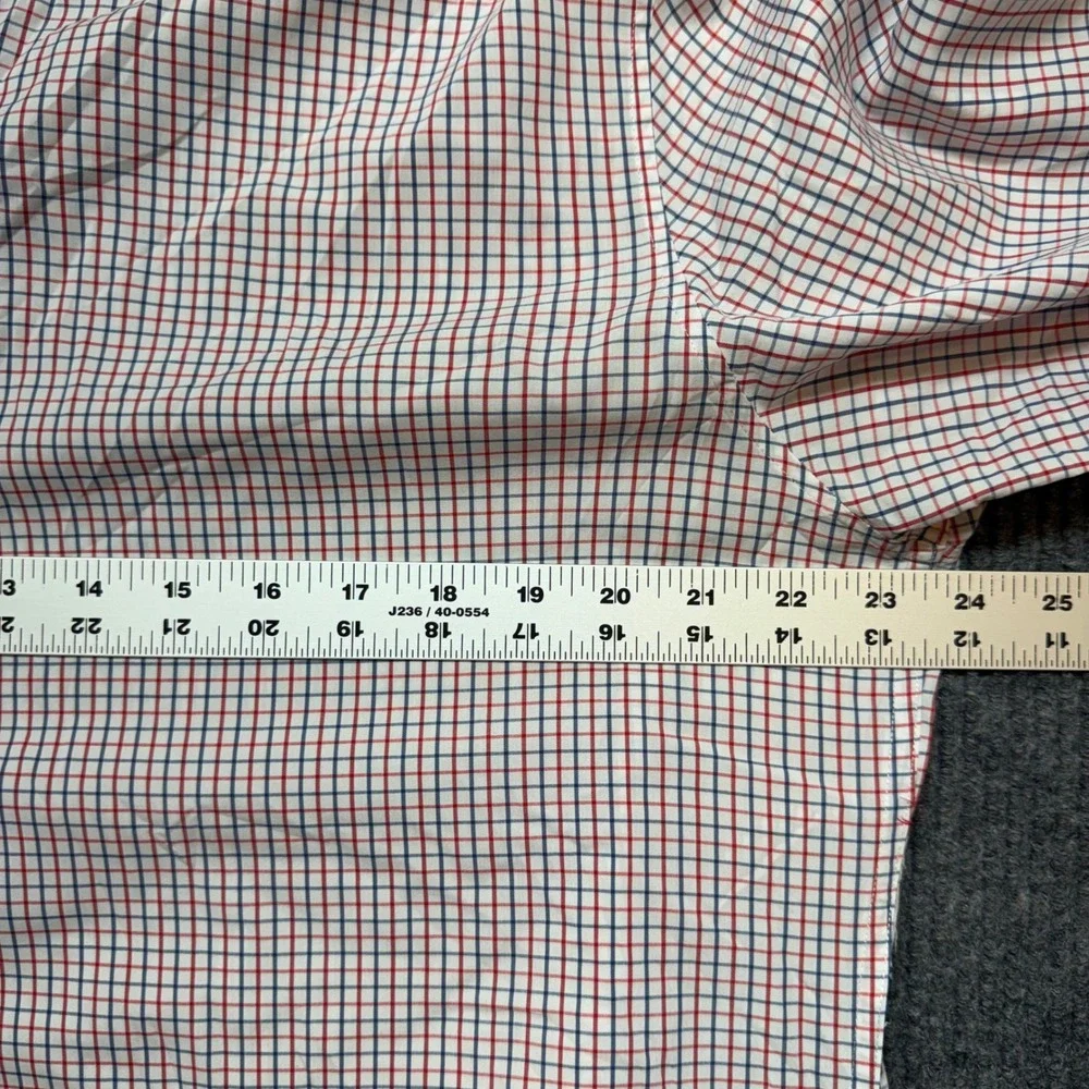 Banana Republic Tech Stretch Shirt Mens L Slim Fit Red Blue Plaid Button Down